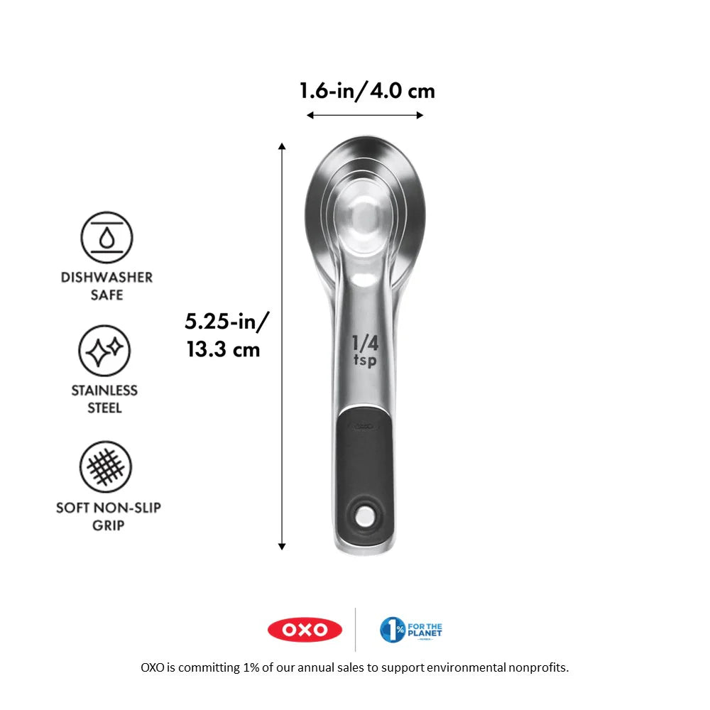 ช้อนตวงสแตนเลส สตีล 4 ชิ้น l OXO GG Stainless Steel Measuring Spoons with Magnetic