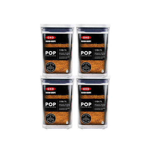 กล่องถนอมอาหาร เซ็ตกล่องเล็ก ทรงสี่เหลียมจตุรัสเล็ก สำหรับ น้ำตาลทราย, ผงโกโก้, เกลือ, เครื่องเทศ (ไม่มีกล่อง) I OXO POP Compact 4 (No Box)