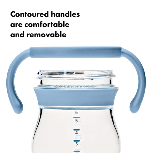 แก้วน้ำ มีหูจับ พร้อมหลอด 6 ออนซ์ สีฟ้าพาสเทล I OXO TOT TRANSITIONS SOFT SPOUT SIPPY CUP WITH REMOVABLE HANDLES 6 OZ DUSK