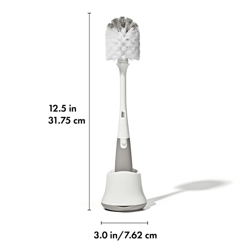 แปรงล้างขวดนมและจุกนม สีเทา I OXO TOT BOTTLE BRUSH WITH DETAIL CLEANER & STAND - GRAY