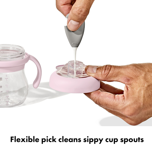 ชุดแปรงทำความสะอาด สำหรับแก้วหัดดื่ม สีเทาน้ำตาล I OXO TOT STRAW & SIPPY CUP TOP CLEANING SET - PEBBLE
