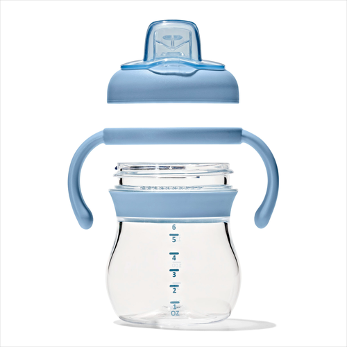แก้วน้ำ มีหูจับ พร้อมหลอด 6 ออนซ์ สีฟ้าพาสเทล I OXO TOT TRANSITIONS SOFT SPOUT SIPPY CUP WITH REMOVABLE HANDLES 6 OZ DUSK