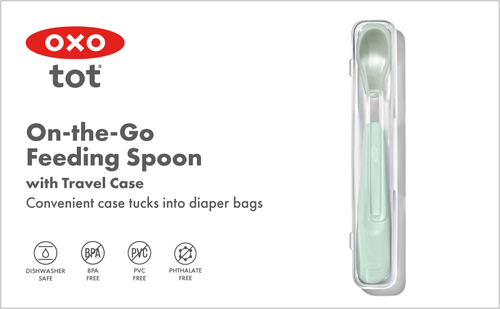 ช้อนป้อนอาหารเด็กแบบพกพา สีเขียวพาสเทล I OXO TOT ON-THE-GO FEEDING SPOON - OPAL