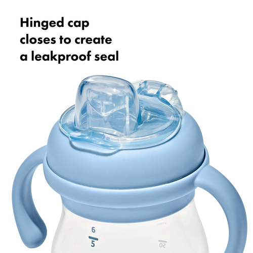 แก้วน้ำ มีหูจับ พร้อมหลอด 6 ออนซ์ สีฟ้าพาสเทล I OXO TOT TRANSITIONS SOFT SPOUT SIPPY CUP WITH REMOVABLE HANDLES 6 OZ DUSK
