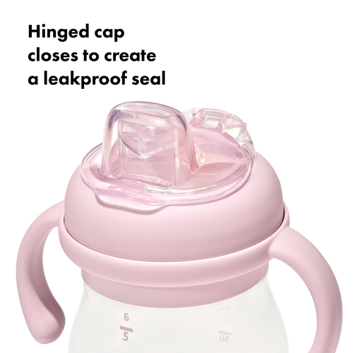 แก้วน้ำ มีหูจับ พร้อมหลอด 6 ออนซ์ สีชมพูพาสเทล I OXO TOT TRANSITIONS SOFT SPOUT SIPPY CUP WITH REMOVABLE HANDLES 6 OZ BLOSSOM