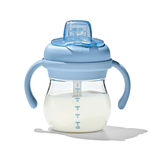 แก้วน้ำ มีหูจับ พร้อมหลอด 6 ออนซ์ สีฟ้าพาสเทล I OXO TOT TRANSITIONS SOFT SPOUT SIPPY CUP WITH REMOVABLE HANDLES 6 OZ DUSK