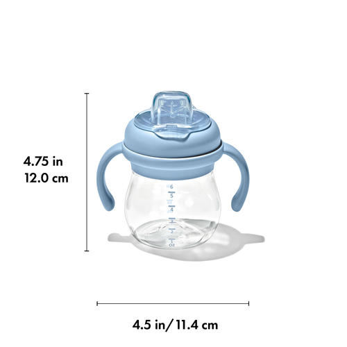 แก้วน้ำ มีหูจับ พร้อมหลอด 6 ออนซ์ สีฟ้าพาสเทล I OXO TOT TRANSITIONS SOFT SPOUT SIPPY CUP WITH REMOVABLE HANDLES 6 OZ DUSK