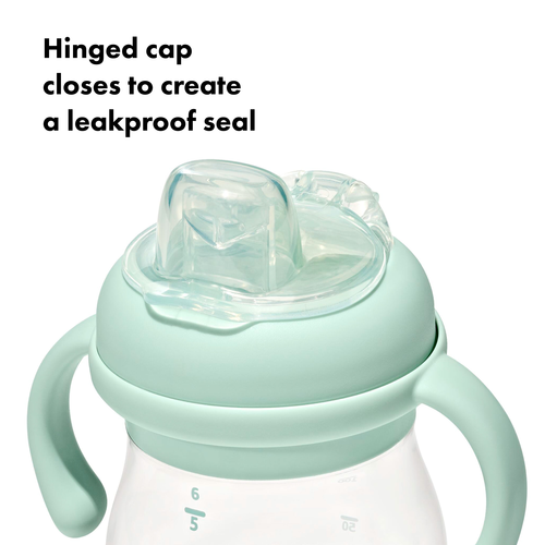 แก้วน้ำ มีหูจับ พร้อมหลอด 6 ออนซ์ สีเขียวพาสเทล I OXO TOT TRANSITIONS SOFT SPOUT SIPPY CUP WITH REMOVABLE HANDLES 6 OZ OPAL