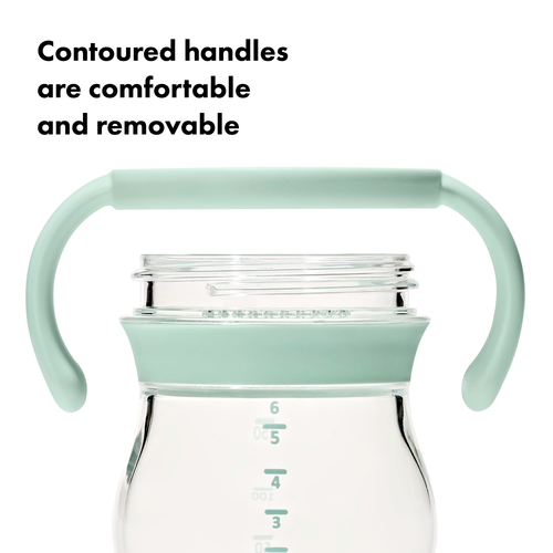 แก้วน้ำ มีหูจับ พร้อมหลอด 6 ออนซ์ สีเขียวพาสเทล I OXO TOT TRANSITIONS SOFT SPOUT SIPPY CUP WITH REMOVABLE HANDLES 6 OZ OPAL