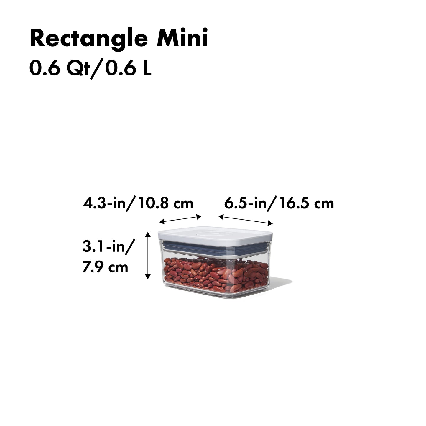 กล่องสูญญากาศใส่อาหาร สี่เหลี่ยมผืนผ้า ขนาดใหญ่ 0.6 ลิตร/ 0.4 kg. l OXO GG POP CONTAINER RECTANGLE - MINI (0.6 L)