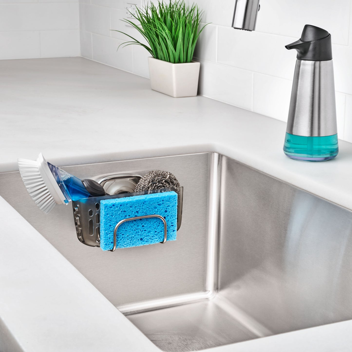ที่วางฟองน้ำแขวนฝาผนัง ขนาดใหญ่ l OXO GG Strong Hold Suction Sink Caddy