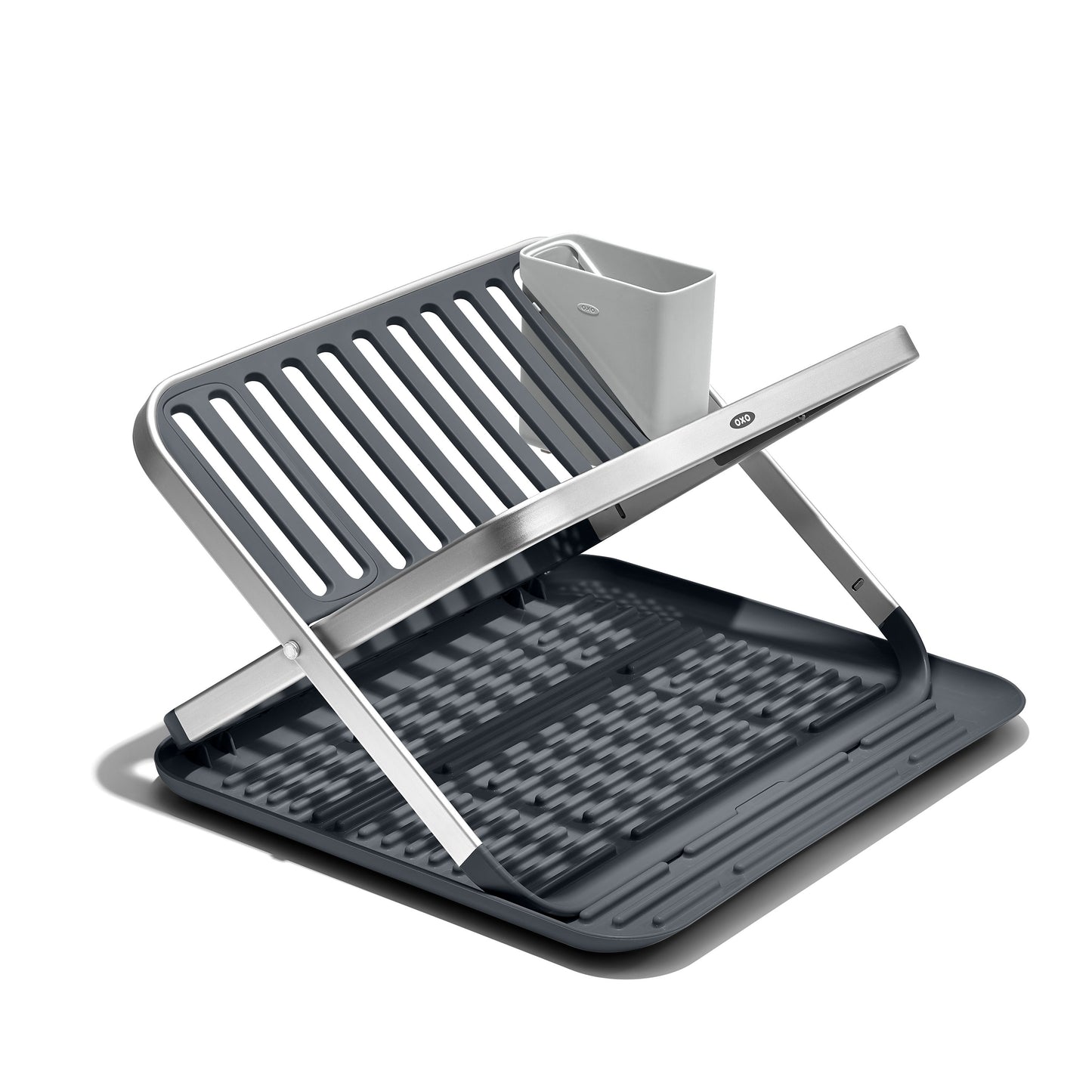 ที่ตากจานพับได้ พร้อมถาดรองน้ำ l OXO GG Aluminum Fold Flat Dish Rack