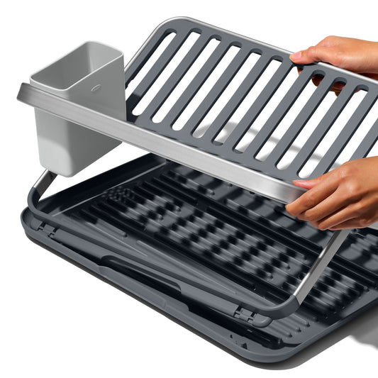 ที่ตากจานพับได้ พร้อมถาดรองน้ำ l OXO GG Aluminum Fold Flat Dish Rack