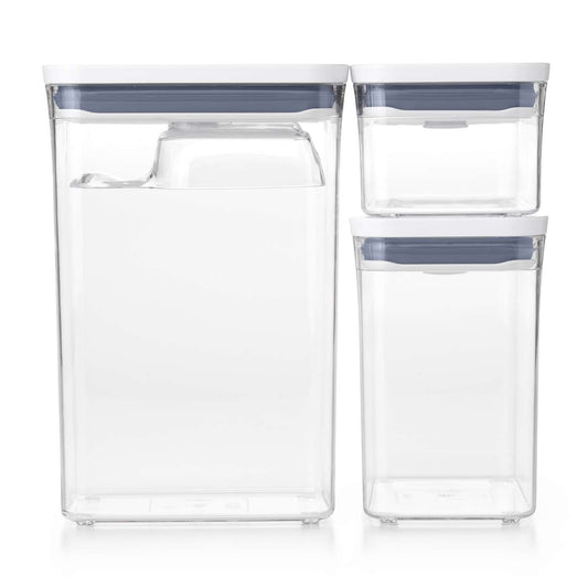 กล่องสูญญากาศใส่อาหาร พร้อมช้อนตักสำหรับกล่องป๊อป ขนาดใหญ่ l OXO GG 3 PC POP CONTAINER RECTANGLE SET WITH SCOOP