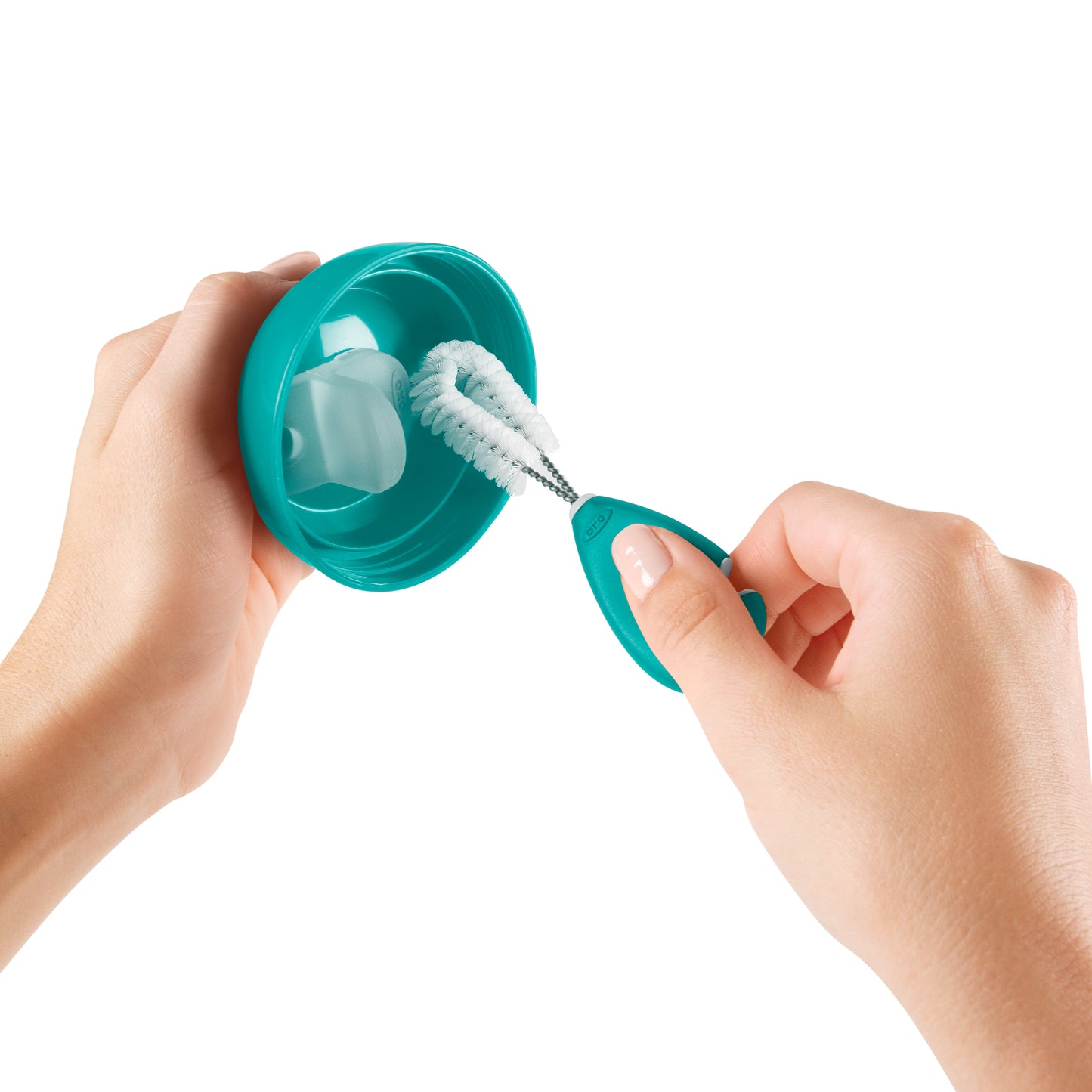 ชุดแปรงทำความสะอาด สำหรับแก้วหัดดื่ม สีฟ้าน้ำทะเล l OXO Tot Straw & sippy cup top cleaning set Teal