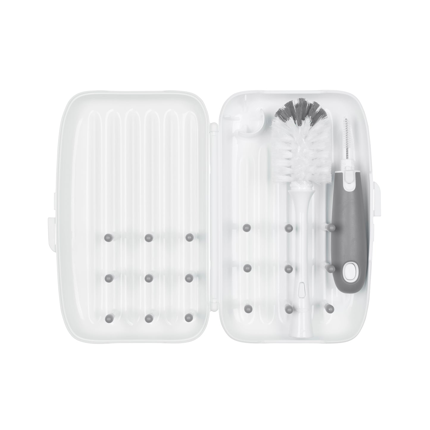 แปรงล้างขวดนม แบบพกพา สีเทา | OXO Tot on-the-go drying rack & bottle brush Grey