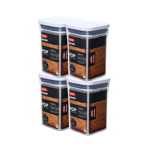 กล่องถนอมอาหาร เซ็ตกล่องเล็ก ทรงสี่เหลียมจตุรัสเล็ก สำหรับ น้ำตาลทราย, ผงโกโก้, เกลือ, เครื่องเทศ (ไม่มีกล่อง) I OXO POP Compact 4 (No Box)