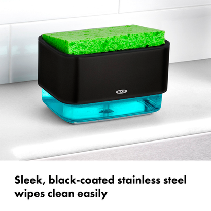 ที่วางฟองน้ำ พร้อมฐานเติม สีดำด้าน I OXO Soap Dispensing Sponge Holder - Matte Black