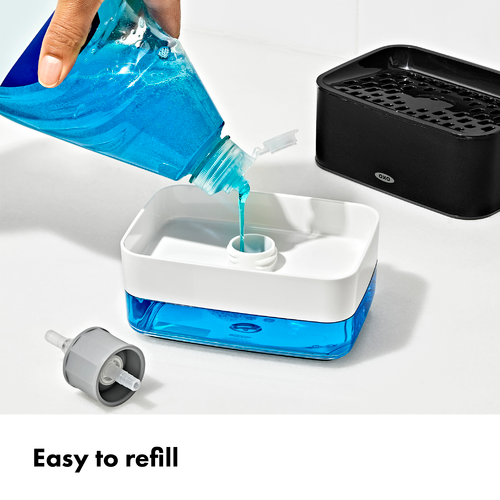 ที่วางฟองน้ำ พร้อมฐานเติม สีดำด้าน I OXO Soap Dispensing Sponge Holder - Matte Black