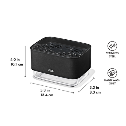 ที่วางฟองน้ำ พร้อมฐานเติม สีดำด้าน I OXO Soap Dispensing Sponge Holder - Matte Black