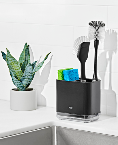 ภาชนะใส่ฟองน้ำและแปรงล้างจาน สีดำด้าน I OXO STAINLESS STEEL SINK CADDY - MATTE BLACK