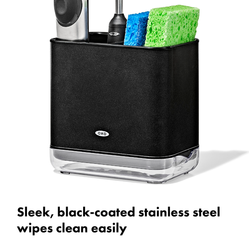 ภาชนะใส่ฟองน้ำและแปรงล้างจาน สีดำด้าน I OXO STAINLESS STEEL SINK CADDY - MATTE BLACK
