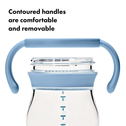 แก้วน้ำ มีหูจับ พร้อมหลอด 6 ออนซ์ สีฟ้าพาสเทล I OXO TOT TRANSITIONS SOFT SPOUT SIPPY CUP WITH REMOVABLE HANDLES 6 OZ DUSK