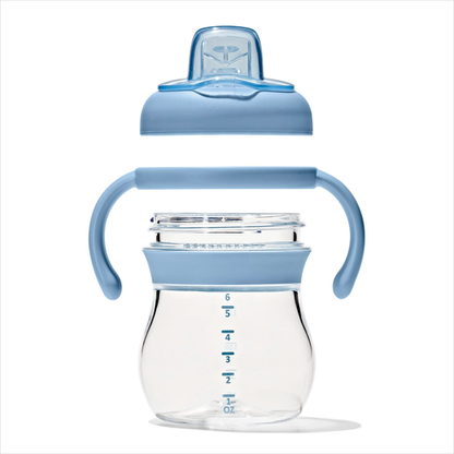แก้วน้ำ มีหูจับ พร้อมหลอด 6 ออนซ์ สีฟ้าพาสเทล I OXO TOT TRANSITIONS SOFT SPOUT SIPPY CUP WITH REMOVABLE HANDLES 6 OZ DUSK