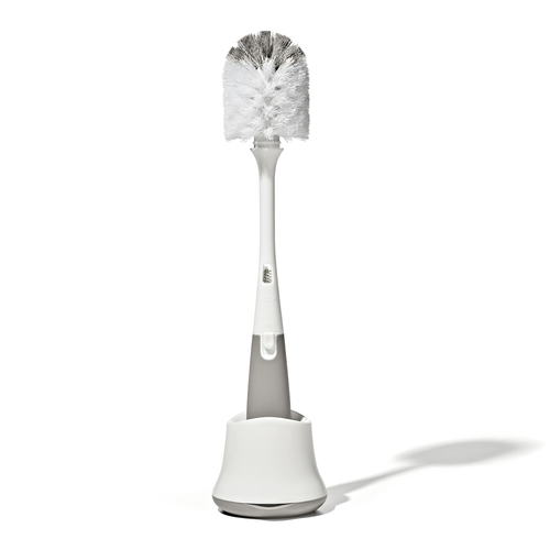 แปรงล้างขวดนมและจุกนม สีเทา I OXO TOT BOTTLE BRUSH WITH DETAIL CLEANER & STAND - GRAY