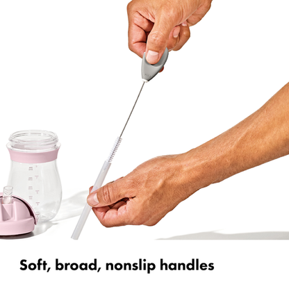 ชุดแปรงทำความสะอาด สำหรับแก้วหัดดื่ม สีเทาน้ำตาล I OXO TOT STRAW & SIPPY CUP TOP CLEANING SET - PEBBLE