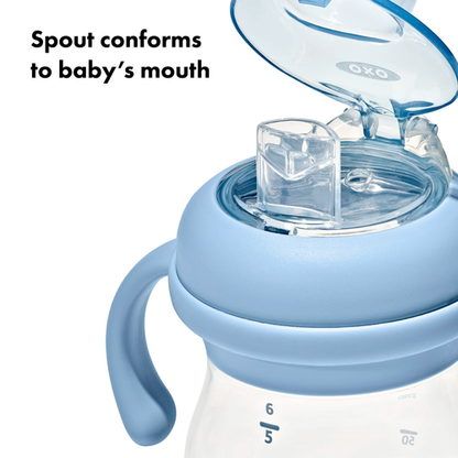 แก้วน้ำ มีหูจับ พร้อมหลอด 6 ออนซ์ สีฟ้าพาสเทล I OXO TOT TRANSITIONS SOFT SPOUT SIPPY CUP WITH REMOVABLE HANDLES 6 OZ DUSK