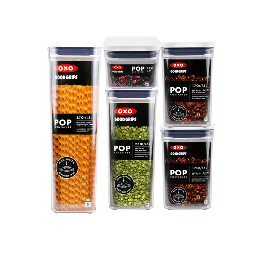 ชุดกล่องถนอมอาหารสี่เหลี่ยมผืนผ้า 5 ชิ้น I OXO POP 5PC Pantry Container Set - Rectagle(No Box)