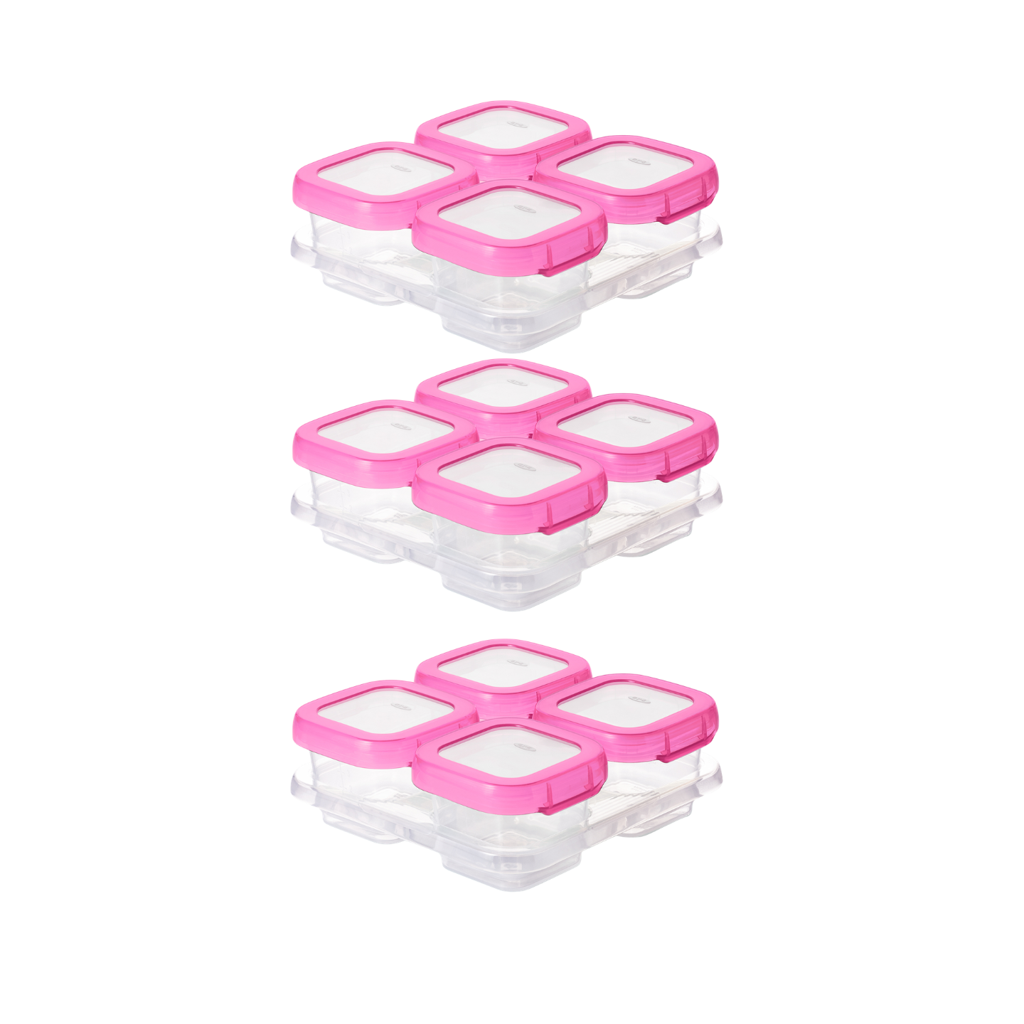 ชุดกล่องเก็บอาหารเด็ก สีชมพู 4 ออนซ์ (3 ชุด) OXO TOT Pink Baby Blocks Set 4 oz (3 Pieces)