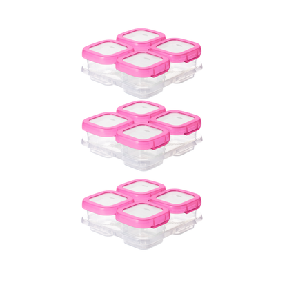 ชุดกล่องเก็บอาหารเด็ก สีชมพู 4 ออนซ์ (3 ชุด) OXO TOT Pink Baby Blocks Set 4 oz (3 Pieces)
