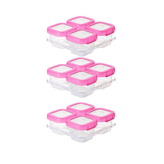 ชุดกล่องเก็บอาหารเด็ก สีชมพู 4 ออนซ์ (3 ชุด) OXO TOT Pink Baby Blocks Set 4 oz (3 Pieces)