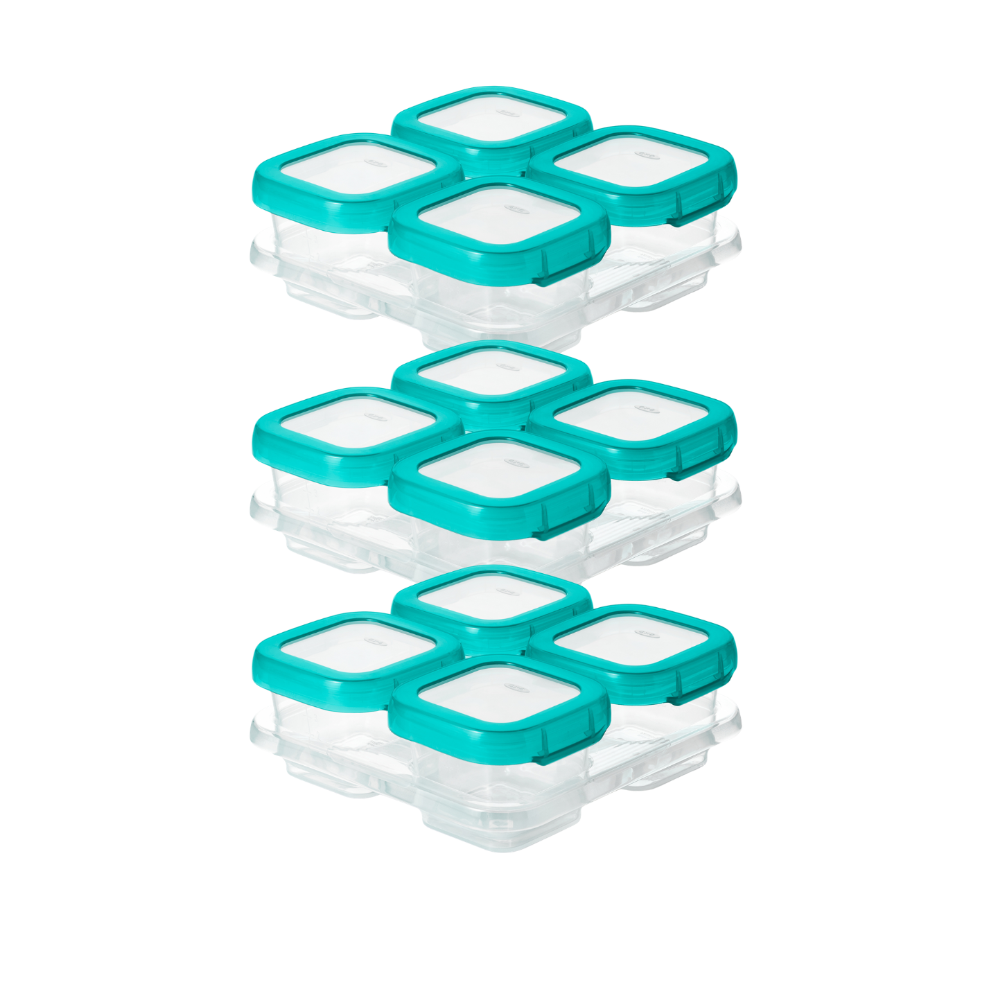 ชุดกล่องเก็บอาหารเด็ก สีฟ้าน้ำทะเล 4 ออนซ์ (3 ชุด) I OXO TOT Teal Baby Blocks Set 4 oz (3 Pieces)