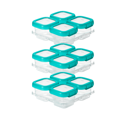 ชุดกล่องเก็บอาหารเด็ก สีฟ้าน้ำทะเล 4 ออนซ์ (3 ชุด) I OXO TOT Teal Baby Blocks Set 4 oz (3 Pieces)