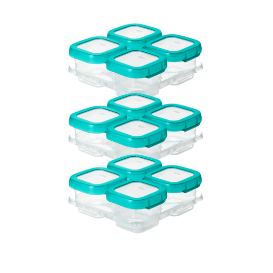 ชุดกล่องเก็บอาหารเด็ก สีฟ้าน้ำทะเล 4 ออนซ์ (3 ชุด) I OXO TOT Teal Baby Blocks Set 4 oz (3 Pieces)