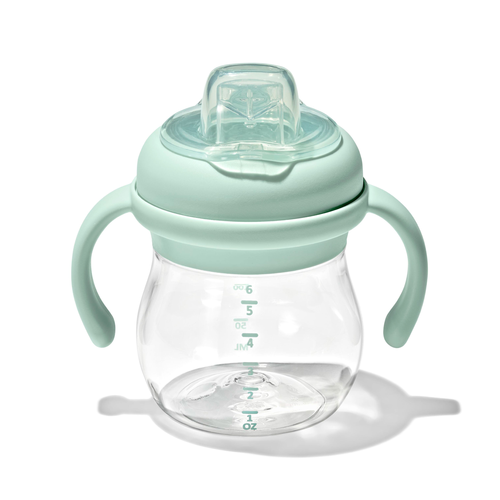 แก้วน้ำ มีหูจับ พร้อมหลอด 6 ออนซ์ สีเขียวพาสเทล I OXO TOT TRANSITIONS SOFT SPOUT SIPPY CUP WITH REMOVABLE HANDLES 6 OZ OPAL