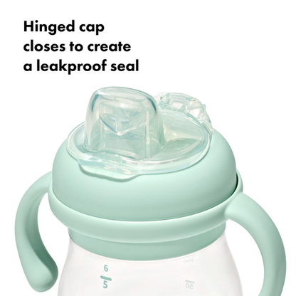 แก้วน้ำ มีหูจับ พร้อมหลอด 6 ออนซ์ สีเขียวพาสเทล I OXO TOT TRANSITIONS SOFT SPOUT SIPPY CUP WITH REMOVABLE HANDLES 6 OZ OPAL