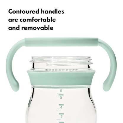 แก้วน้ำ มีหูจับ พร้อมหลอด 6 ออนซ์ สีเขียวพาสเทล I OXO TOT TRANSITIONS SOFT SPOUT SIPPY CUP WITH REMOVABLE HANDLES 6 OZ OPAL