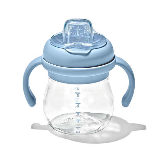 แก้วน้ำ มีหูจับ พร้อมหลอด 6 ออนซ์ สีฟ้าพาสเทล I OXO TOT TRANSITIONS SOFT SPOUT SIPPY CUP WITH REMOVABLE HANDLES 6 OZ DUSK