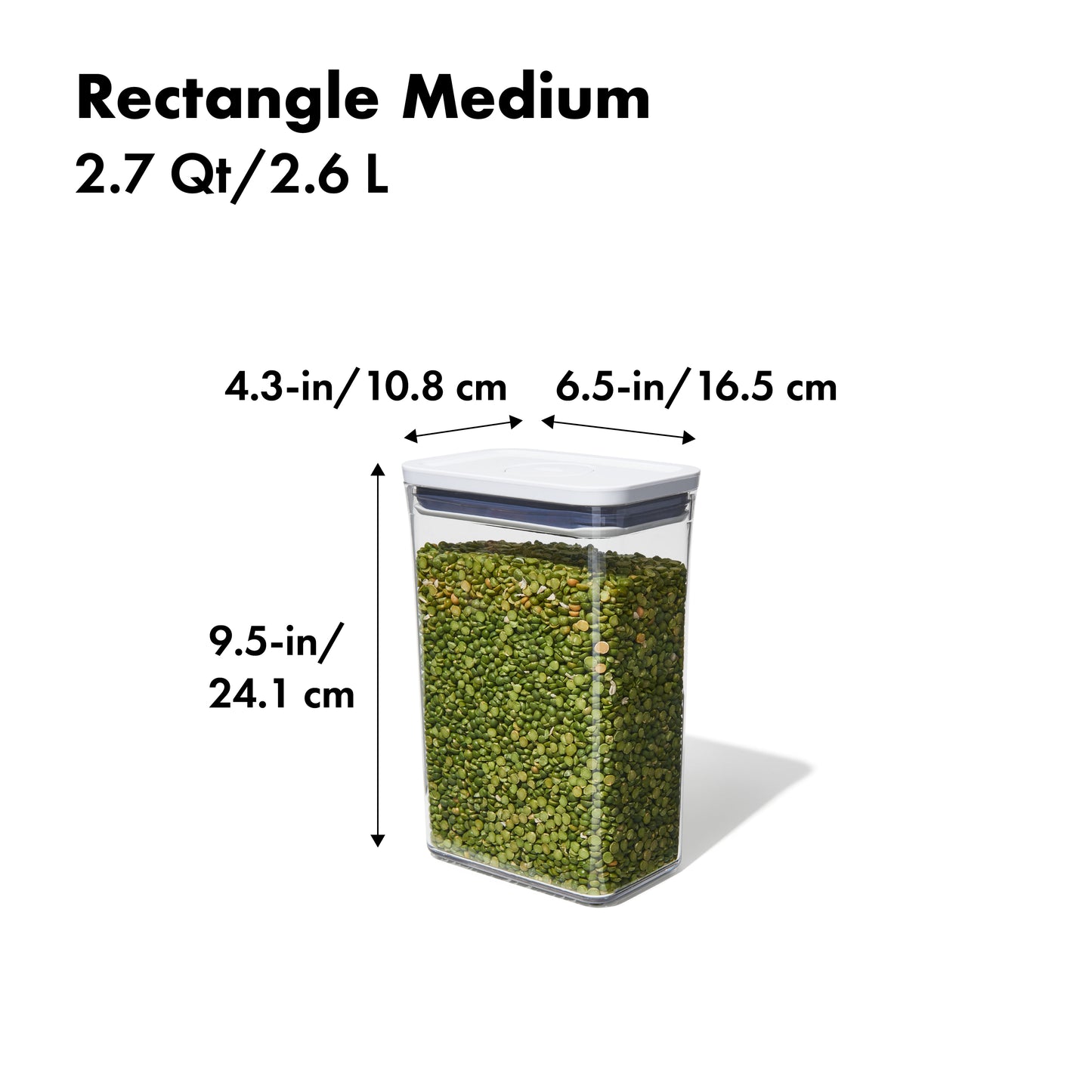 กล่องสูญญากาศใส่อาหาร  สี่เหลี่ยมผืนผ้า ขนาดใหญ่ 2.6 ลิตร/ 2 kg. l OXO GG POP CONTAINER RECTANGLE - MEDIUM (2.6 L)