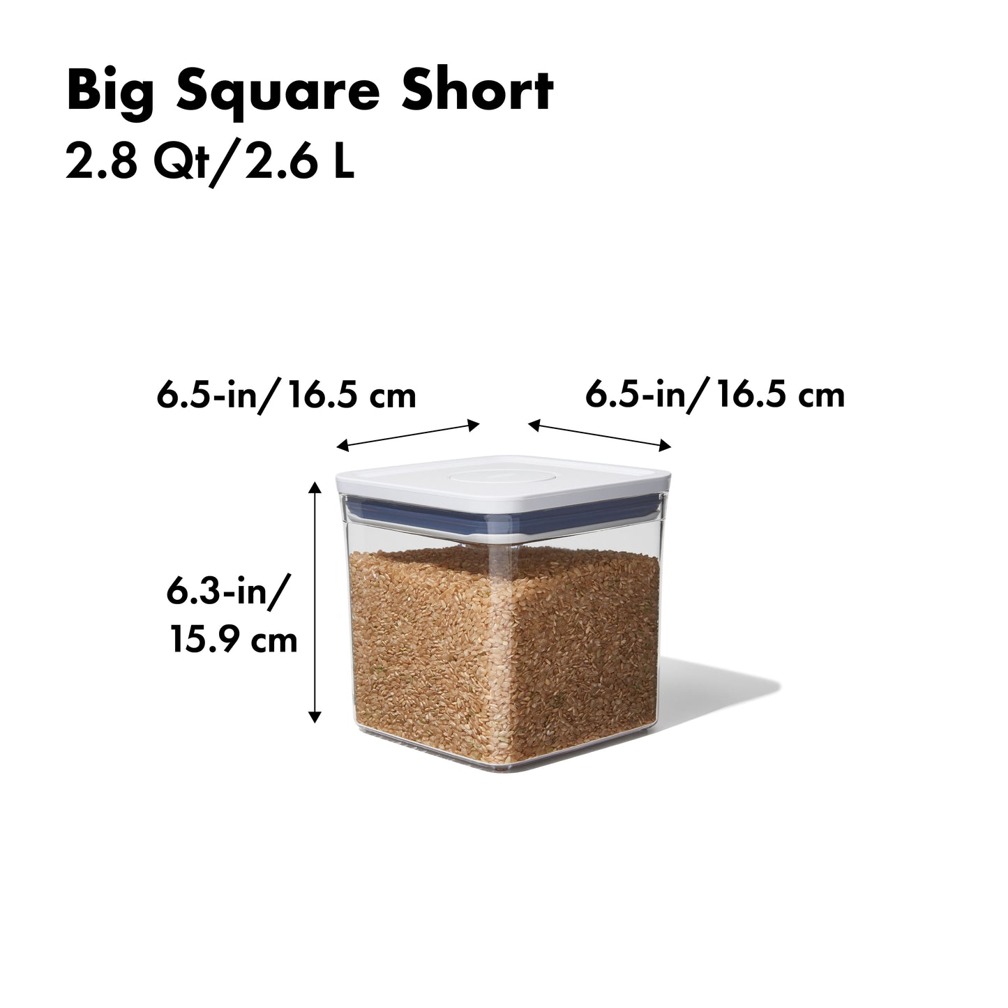 กล่องสูญญากาศใส่อาหาร สี่เหลี่ยมจัตุรัส ขนาดใหญ่ 2.6 ลิตร /2 kg. l OXO GG POP CONTAINER BIG SQUARE - SHORT (2.6 L)