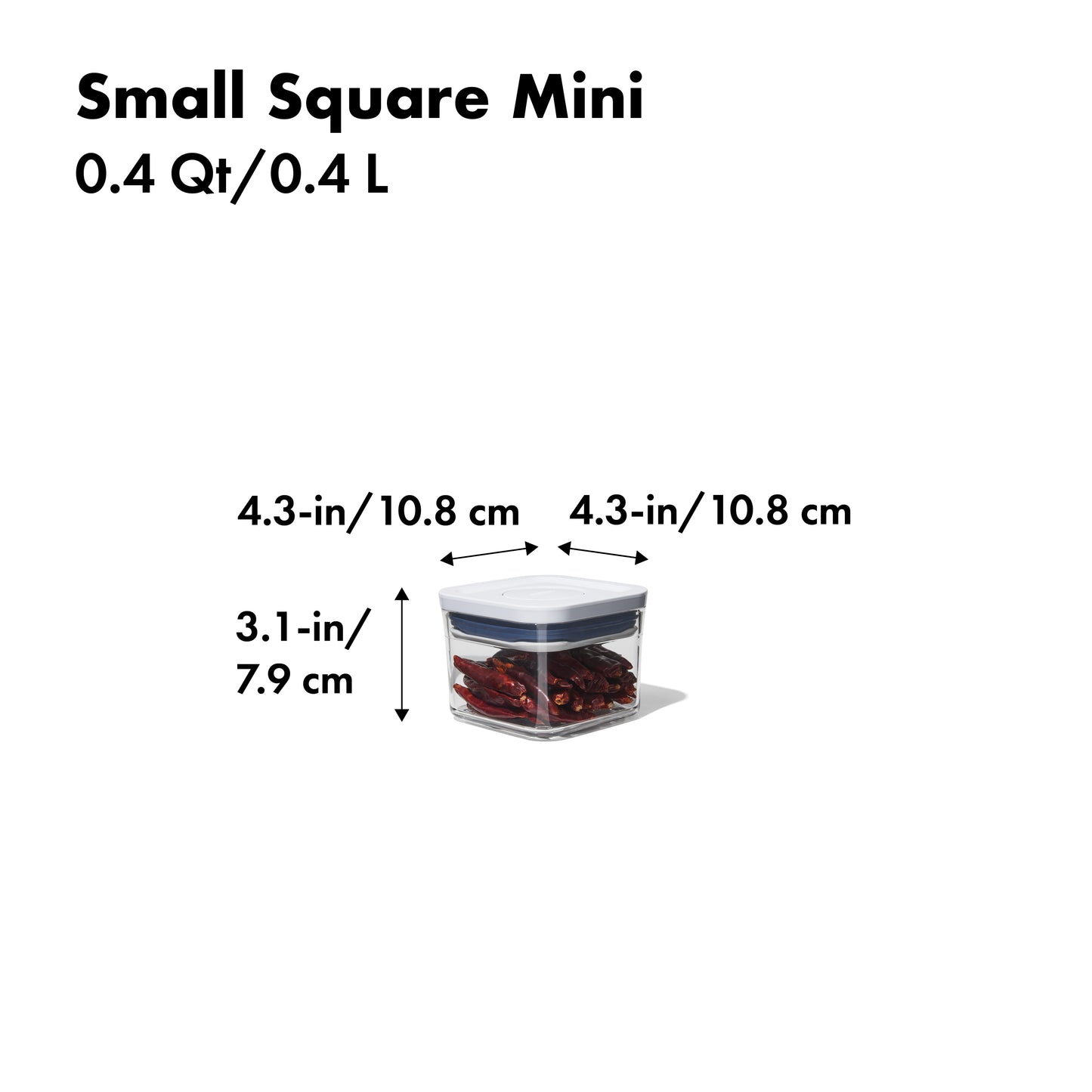 กล่องสูญญากาศใส่อาหาร  สี่เหลี่ยมจัตุรัส ขนาดเล็ก 0.4 ลิตร/ 0.3 kg. l OXO GG POP CONTAINER SMALL SQUARE - MINI (0.4 L)
