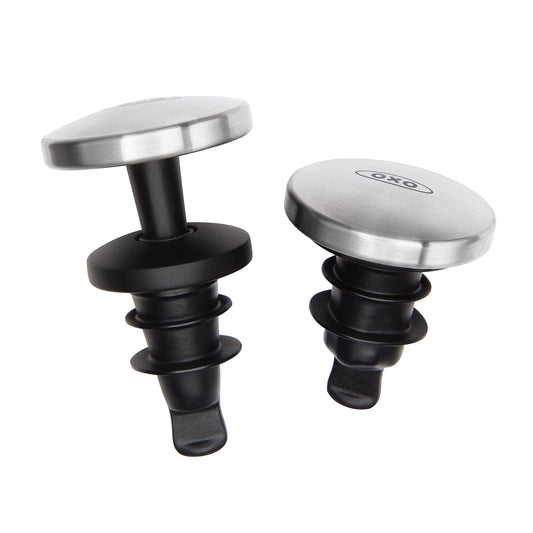 จุกปิดและล็อคอากาศไวน์แบบกดได้ แบบเซ็ต 2 ชิ้น  I OXO STL SPILLPROOF WINE STOPPER SET