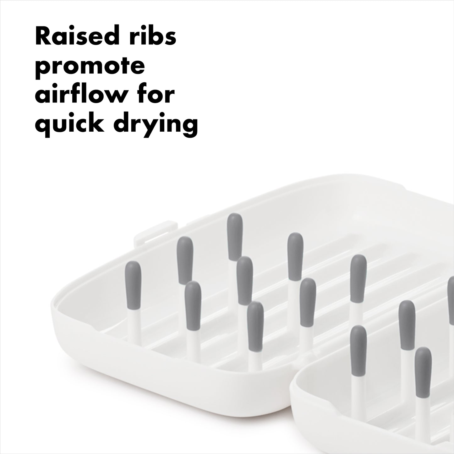 แปรงล้างขวดนม แบบพกพา สีเทา | OXO Tot on-the-go drying rack & bottle brush Grey