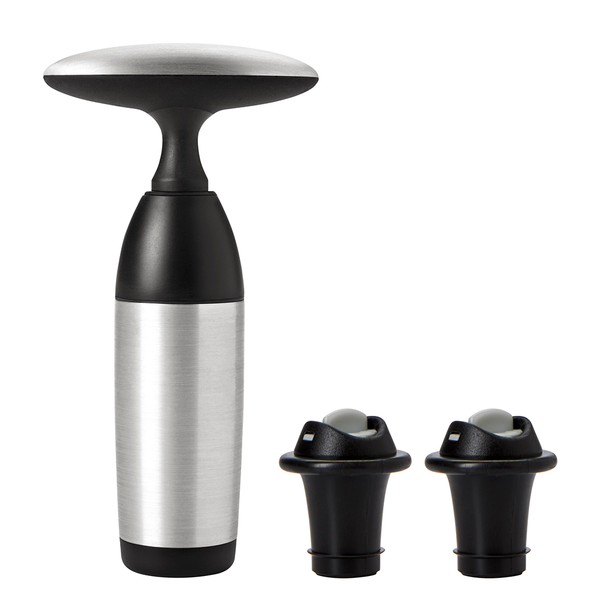 หัวปั๊มสูญญากาศ และจุกถนอมไวน์ | OXO GG SteeL Vacuum Wine Preserver And 2 Stoppers