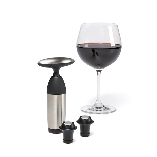 หัวปั๊มสูญญากาศ และจุกถนอมไวน์ | OXO GG SteeL Vacuum Wine Preserver And 2 Stoppers
