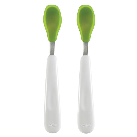 ช้อนป้อนอาหารเด็ก แพคคู่ สีเขียว | OXO Tot Feeding Spoon Set with Soft Silicone Green